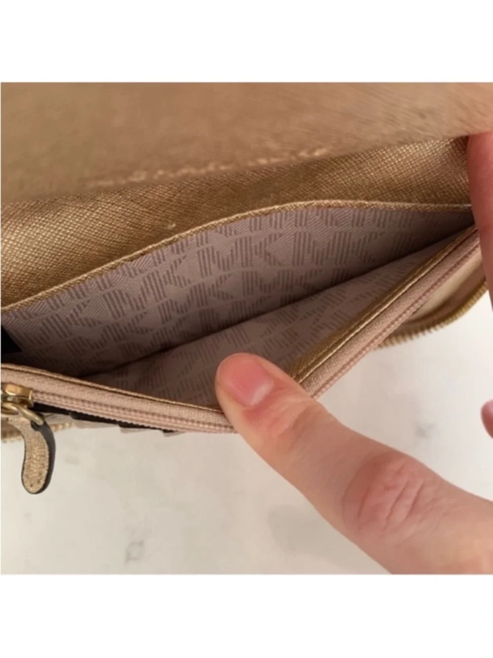 Michael Kors Metallic Gold Wristlet Zip Wallet